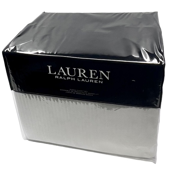 Lauren Ralph Lauren Flannel Sheet, Queen Set Grey - Picture 2 of 7